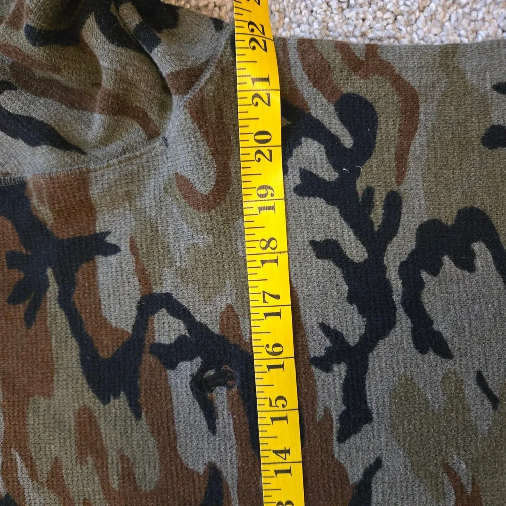 Polo Ralph Lauren Mens Camo Waffle Knit Thermal Long Sleeve Shirt Green Brown L